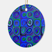 Farbstudien Quadrate Squares Blue Circles Keramik Ornament (Links)