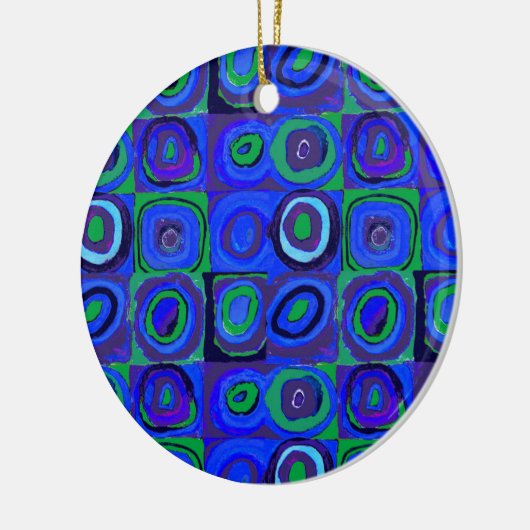 Farbstudien Quadrate Squares Blue Circles Keramik Ornament (Links)