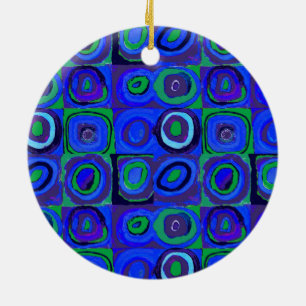 Farbstudien Quadrate Squares Blue Circles Keramik Ornament