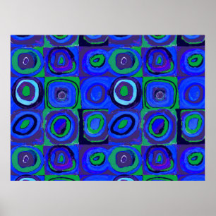 Farbstudien Quadrate Squares Blue Circles Poster