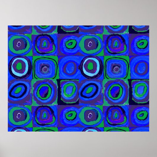 Farbstudien Quadrate Squares Blue Circles Poster (Vorne)