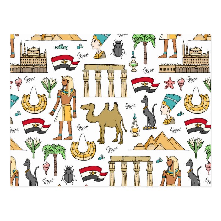 Farbsymbole von Ägypten-Muster Postkarte | Zazzle.de