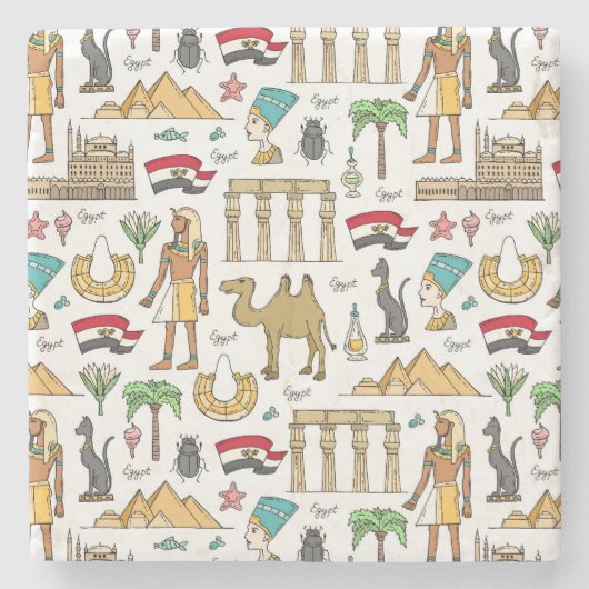 Farbsymbole von Ägypten-Muster Steinuntersetzer (Vorderseite)