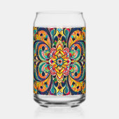 Farbsymphonie Mandala – Kräftige psychedelische Bl Dosenglas (Rückseite)