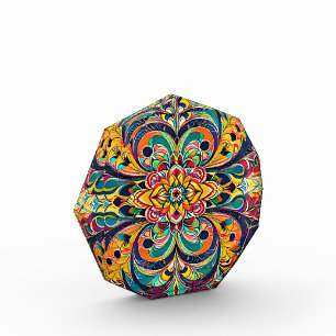 Farbsymphonie Mandala – Kräftige psychedelische Bl Fotoblock