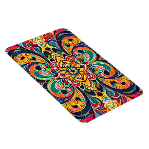 Farbsymphonie Mandala – Kräftige psychedelische Bl Magnet