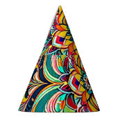 Farbsymphonie Mandala – Kräftige psychedelische Bl Partyhütchen (Links)