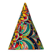 Farbsymphonie Mandala – Kräftige psychedelische Bl Partyhütchen (Rechts)