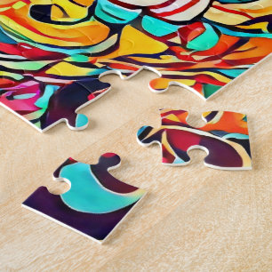 Farbsymphonie Mandala – Kräftige psychedelische Bl Puzzle