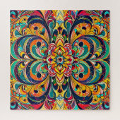 Farbsymphonie Mandala – Kräftige psychedelische Bl Puzzle (Vertikal)