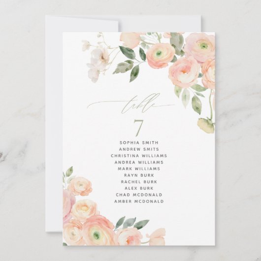 Farbtabelle und grün Tischnummer (Vorderseite)