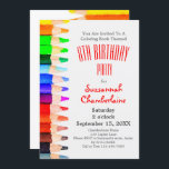 Farbthematische Rainbow-Stifte Kindergeburtstag Pa Einladung<br><div class="desc">Dieses lustige Kindergeburtstag Party Einladung Design verfügt über eine Säule von Regenbogenfarben Stifte. Alle Party-Details sind vorne mit rotem Schriftart für das Party und Namen Informationen. Füllen Sie die Textfelder der Vorlage unter Personalisieren aus, entfernen Sie alle Informationen oder klicken Sie auf Anpassen, um einen Schriftart auszuwählen, den Sie bevorzugen....</div>