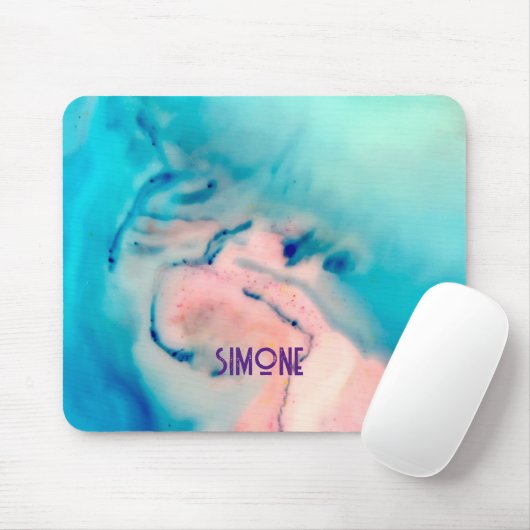 Farbtinte aus Marmor, blau pink Mousepads matt (Mit Mouse)