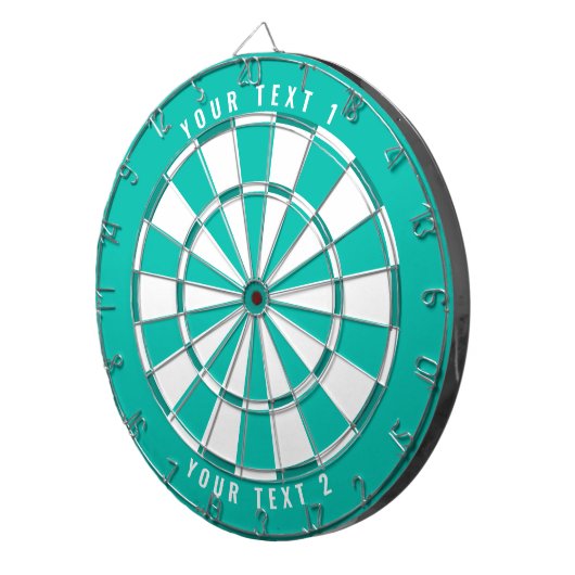 Farbton Aquamarin und weiß | Benutzerdefinierter T Dartscheibe (Vorderseite rechts)