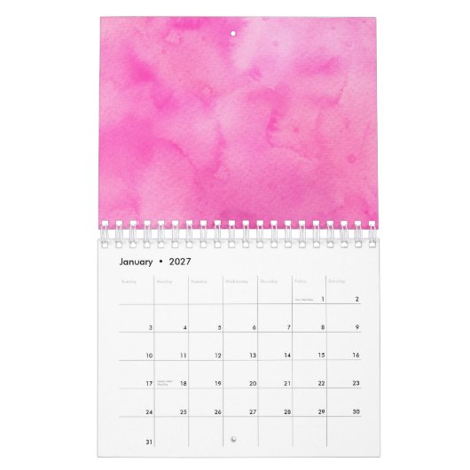 Farbton, dunkelrosa, Abstrakte Wasserfarbe Kalender (Jan 2027)