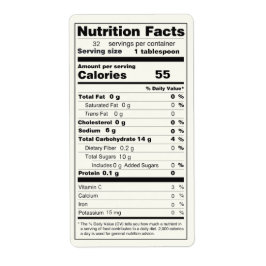 Farbton Jar der Jelly Food Nutrition Facts Label