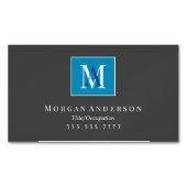 Farbton weiß/blau Monogramm und Name, weißer Rahme Magnetische Visitenkarte (Vorderseite)
