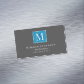 Farbton weiß/blau Monogramm und Name, weißer Rahme Magnetische Visitenkarte (Beispiel)