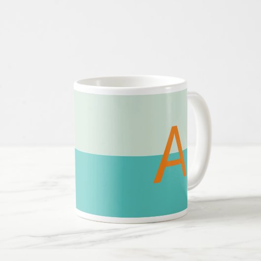 Farbtöne Aquamariner Monogramm, individuell angepa Kaffeetasse (VorderseiteRechts)