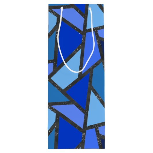 Farbtöne aus blauem Glasmuster Geschenktüte Für Weinflaschen (Rückseite)