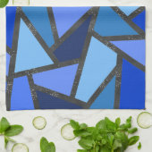 Farbtöne aus blauem Glasmuster Geschirrtuch (Gefaltet)