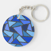 Farbtöne aus blauem Glasmuster Schlüsselanhänger (Rückseite)