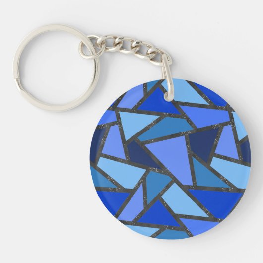 Farbtöne aus blauem Glasmuster Schlüsselanhänger (Vorderseite)
