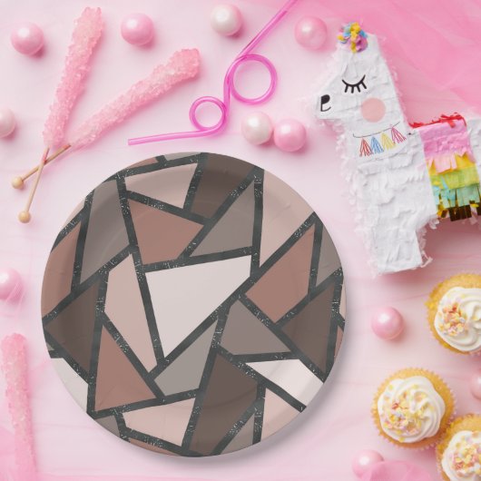 Farbtöne aus braunem Glasmuster Pappteller (Party)