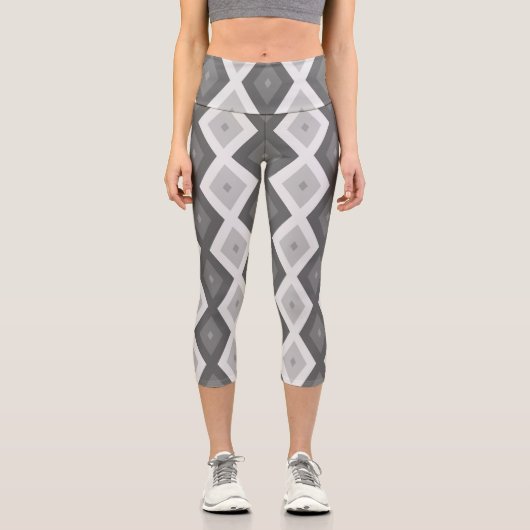 Farbtöne aus grauem Diamantmuster Capri Leggings (Vorderseite)