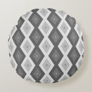 Farbtöne aus grauem Diamantmuster Rundes Kissen