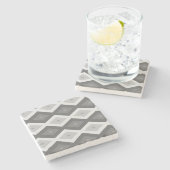 Farbtöne aus grauem Diamantmuster Steinuntersetzer (Seitenansicht)