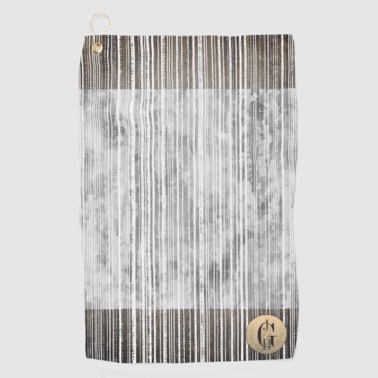 Farbtöne aus grauem Marmor und Mit Monogramm Strei Golfhandtuch (Vorderseite)