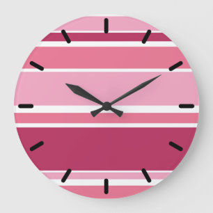 Farbtöne aus rosa Streifen Große Wanduhr