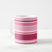 Farbtöne aus rosa Streifen Kaffeetasse (Vorderseite Links)