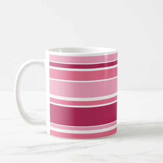 Farbtöne aus rosa Streifen Kaffeetasse (Links)