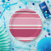 Farbtöne aus rosa Streifen Pappteller (Party)