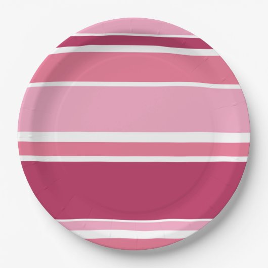 Farbtöne aus rosa Streifen Pappteller (Vorderseite)