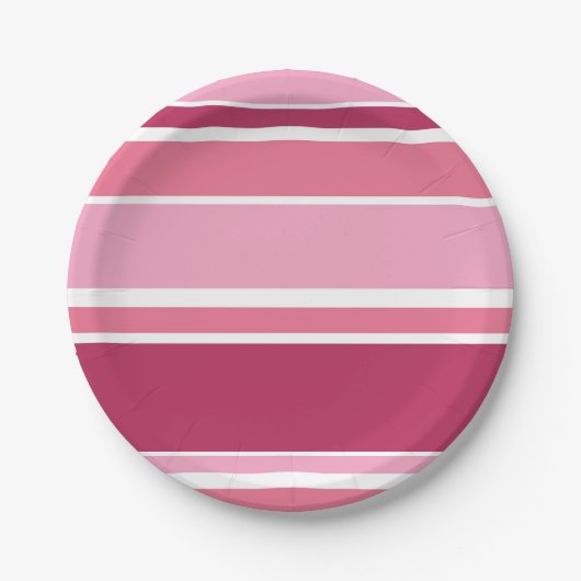 Farbtöne aus rosa Streifen Pappteller (Vorderseite)