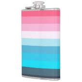 Farbtöne Blau und Rosa Streifen Flachmann (Links)