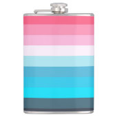 Farbtöne Blau und Rosa Streifen Flachmann (Vorderseite)