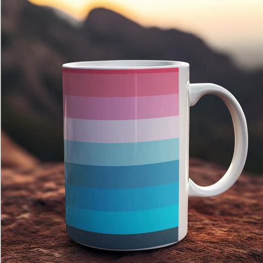 Farbtöne Blau und Rosa Streifen Kaffeetasse