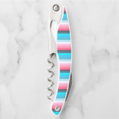 Farbtöne Blau und Rosa Streifen Kellnermesser (Vorderseite)