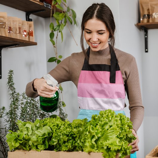Farbtöne Blau und Rosa Streifen Schürze