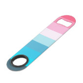 Farbtöne Blau und Rosa Streifen Speed Flaschenöffner (Vorderseite Schrägansicht)