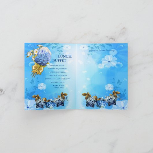 Farbtöne der Blauen Wasserfarbe Hydrangeas Dusche Einladung (Innenseite)