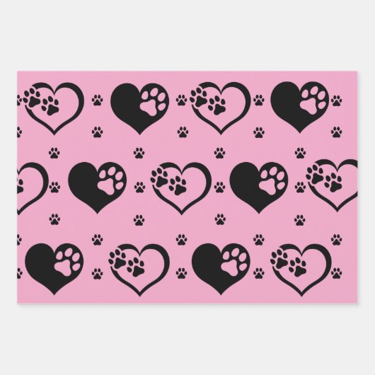 Farbtöne der ergänzenden rosa paw herzen geschenkpapier set (Vorderseite 2)