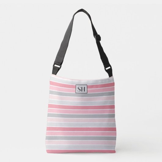 Farbtöne der rosa gestrichenen Monogram Tote Bag Tragetaschen Mit Langen Trägern (Vorderseite)