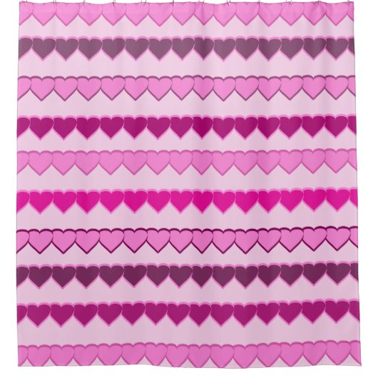Farbtöne der rosa Herzerreihen Duschvorhang (Vorderseite)