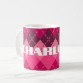 Farbtöne der rosa Raute Sporty Preppy Kaffeetasse (Vorderseite Links)