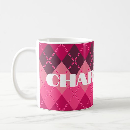 Farbtöne der rosa Raute Sporty Preppy Kaffeetasse (Links)